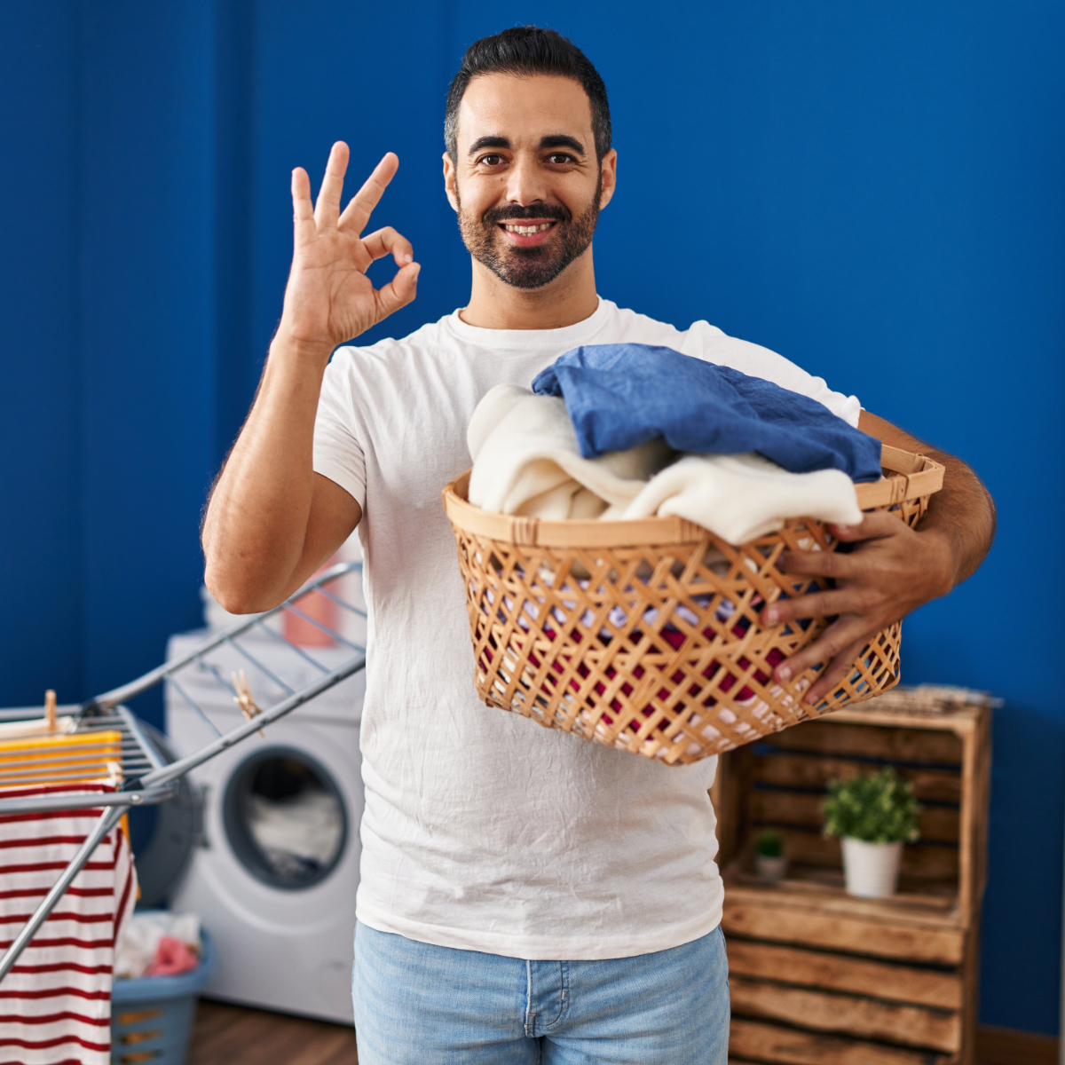 Man Giving The Okay In Laundry Room 1200X1200